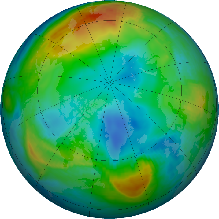 Arctic ozone map for 01 December 1985